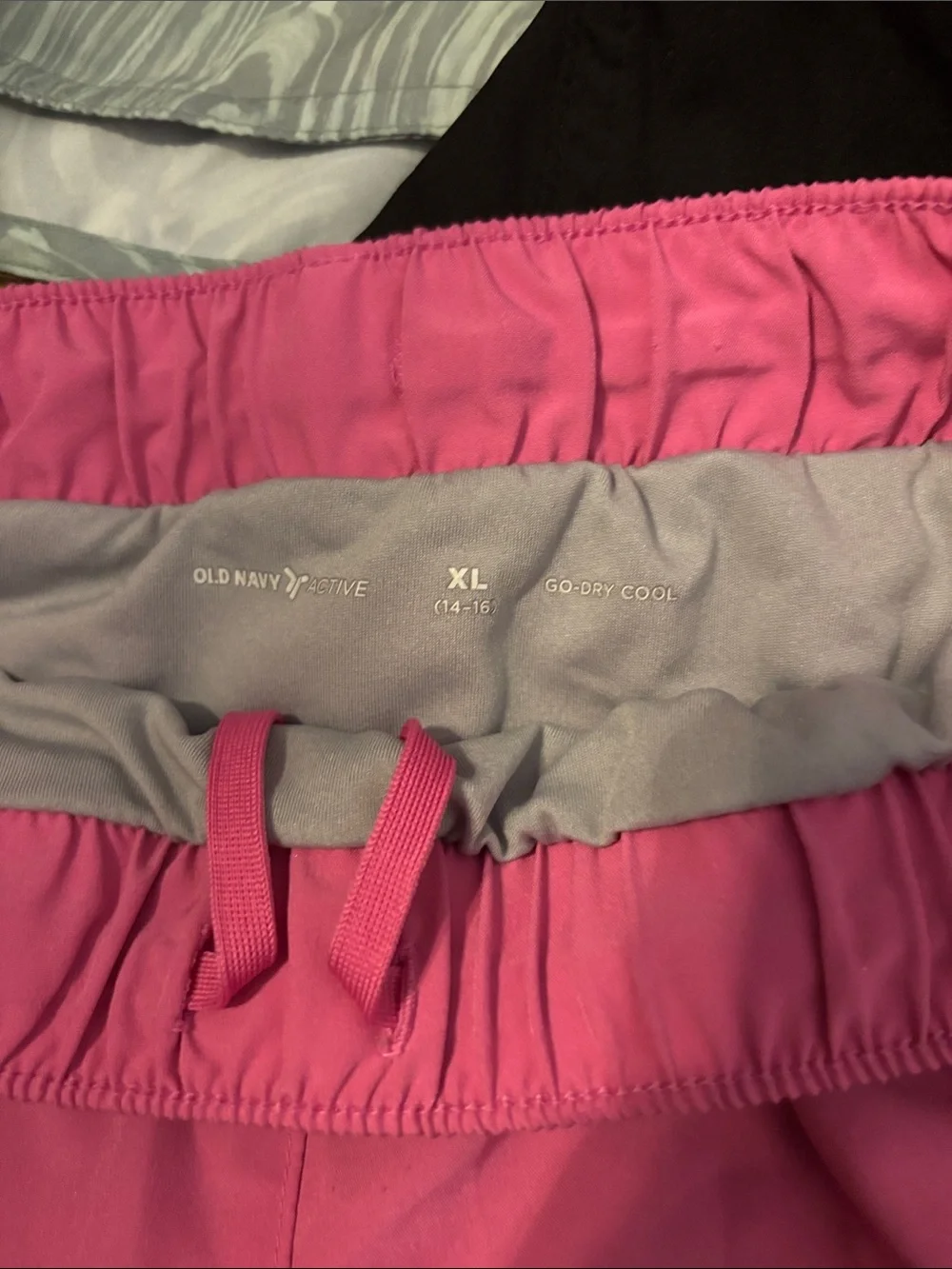 Old Navy Girls 14-16 Athletic Shorts — Pink, Black & Light Gray Marble Set